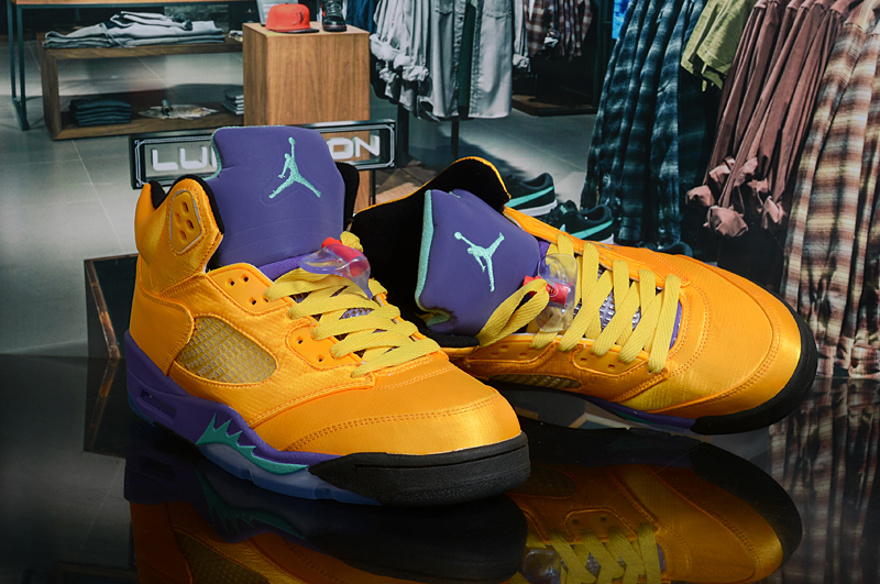 New Jordan 5 Gold Yellow Purple - Click Image to Close